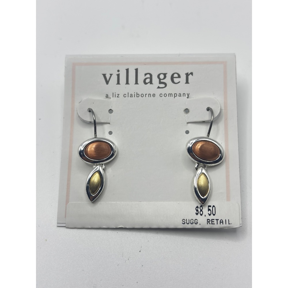 Villager Drop Earrings Womens‎ OS Mixed Metal Silver Copper Gold Tone Geometric